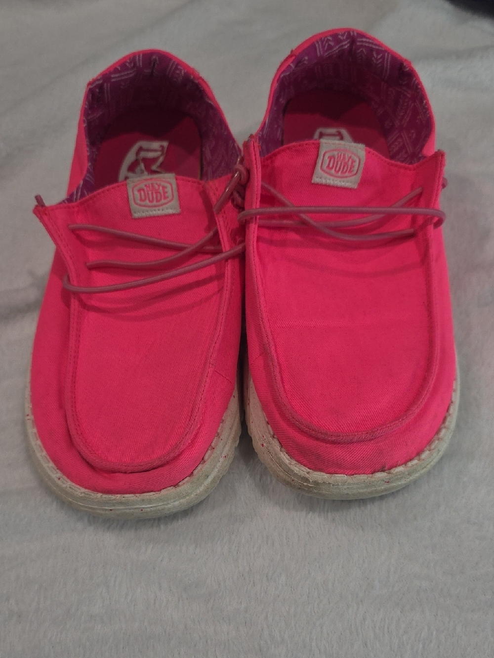 Hey Dude Neon Pink Canvas Slip-On Shoes